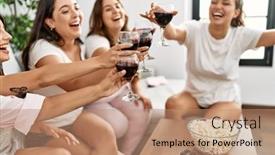  Presentation with women - Presentation with group-of-young-hispanic-women background and a coral colored foreground