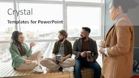  Presentation with managers - Audience pleasing slide deck consisting of group-of-young-intercultural-designers backdrop and a white colored foreground