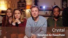  Presentation with intercultural - PPT layouts with group-of-young-intercultural-friends background and a tawny brown colored foreground