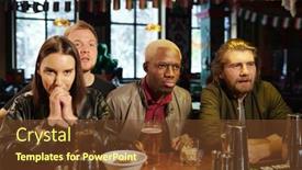  Presentation with broadcast - Presentation theme featuring group-of-young-intercultural-friends background and a tawny brown colored foreground