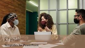  Presentation with group discussion - Slide set with group-of-young-interracial-economists background and a  colored foreground