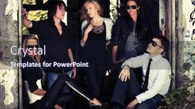  Presentation with abandoned - PPT theme featuring group of young men and women at abandoned apartment background and a wine colored foreground