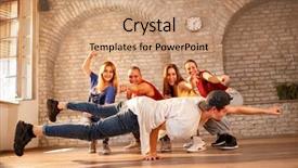  Presentation with group - Presentation theme having group of young modern dancers background and a  colored foreground
