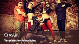  Presentation with young generation - Audience pleasing PPT theme consisting of group of young modern people posing together with fun urban lifestyle hip-hop generation backdrop and a tawny brown colored foreground