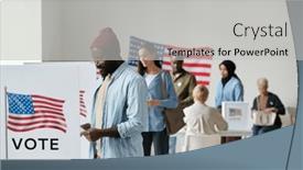  Presentation with queue - PPT layouts consisting of group-of-young-multicultural-voters background and a light gray colored foreground