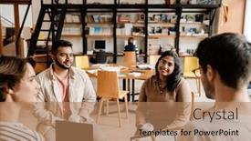  Presentation with group discussion - Slide set having group-of-young-multinational-students background and a coral colored foreground