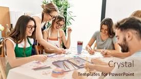  Presentation with paint art - Slide deck featuring group-of-young-paint-students background and a lemonade colored foreground