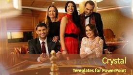  Presentation with roulette - PPT theme featuring group of young people behind background and a tawny brown colored foreground