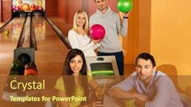  Presentation with bowling - PPT layouts consisting of group-of-young-people-behind background and a tawny brown colored foreground