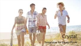  Presentation with camping - Beautiful presentation featuring group of young people camping backdrop and a coral colored foreground