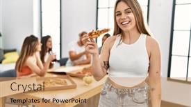  Presentation with group of people praying to god - PPT layouts consisting of group-of-young-people-eating background and a coral colored foreground