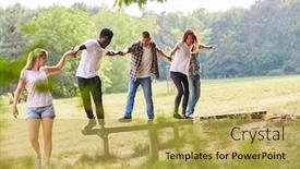  Presentation with exercises - Beautiful slides featuring group-of-young-people-exercises backdrop and a yellow colored foreground