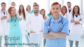  Presentation with people - Presentation design consisting of group-of-young-people-lined background and a light blue colored foreground