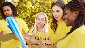  Presentation with field - Presentation theme consisting of group-of-young-people-playing background and a yellow colored foreground