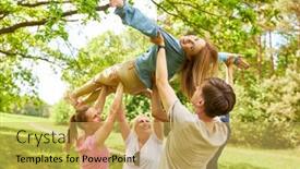  Presentation with team building - Presentation theme with group-of-young-people-raises background and a yellow colored foreground
