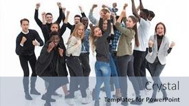  Presentation with people - Amazing presentation design having group-of-young-people-rejoice backdrop and a light blue colored foreground
