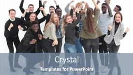  Presentation with people - Presentation featuring group-of-young-people-rejoice background and a seafoam green colored foreground