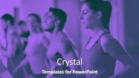  Presentation with duo - Cool new slides with group of young people running on treadmills in modern sport gym duo tone backdrop and a violet colored foreground