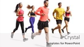  Presentation with running race - Colorful presentation theme enhanced with group-of-young-people-running backdrop and a white colored foreground