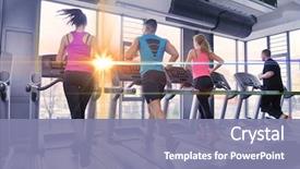  Presentation with gym - Presentation theme consisting of group of young people running background and a coral colored foreground