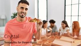  Presentation with young happy people smiling - Presentation theme consisting of group-of-young-people-smiling background and a  colored foreground