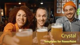  Presentation with camera - Presentation featuring group-of-young-people-smiling background and a tawny brown colored foreground