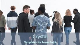  Presentation with group of people praying to god - Amazing presentation design having group-of-young-people-stand backdrop and a ocean colored foreground