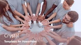  Presentation with group of people - PPT layouts with group-of-young-people-standing background and a coral colored foreground