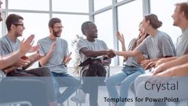  Presentation with thank - Theme enhanced with group-of-young-people-thank background and a seafoam green colored foreground