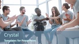  Presentation with thank - Amazing PPT layouts having group-of-young-people-thank backdrop and a ocean colored foreground