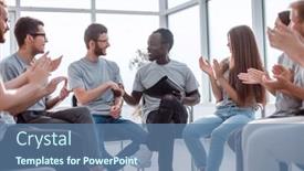  Presentation with speaker - Slide deck consisting of group-of-young-people-thank background and a teal colored foreground