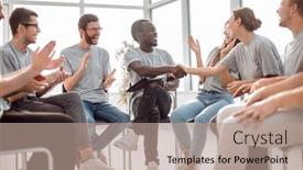  Presentation with thank - Colorful PPT theme enhanced with group-of-young-people-thank backdrop and a coral colored foreground