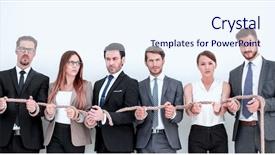  Presentation with strong - Presentation design featuring group of young people tied background and a  colored foreground