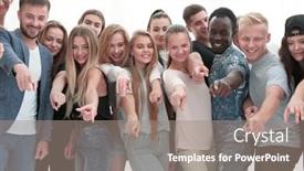  Presentation with together - Amazing slide deck having group-of-young-people-together backdrop and a coral colored foreground