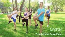  Presentation with group training - Slide deck enhanced with group of young people training background and a  colored foreground