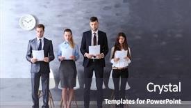  Presentation with interview - Cool new presentation with group of young people waiting for interview indoors backdrop and a dark gray colored foreground