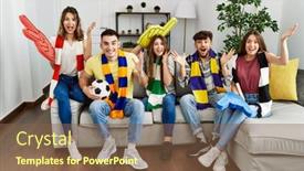  Presentation with victory team - Theme consisting of group-of-young-people-watching background and a tawny brown colored foreground