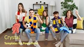  Presentation with team group - Presentation theme having group-of-young-people-watching background and a  colored foreground