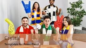  Presentation with team group - Slide set with group-of-young-people-wearing background and a coral colored foreground