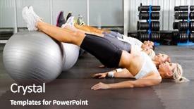  Presentation with big group people - PPT theme enhanced with group of young people workout background and a  colored foreground