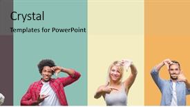  Presentation with frame border - Audience pleasing PPT layouts consisting of group of young people backdrop and a mint green colored foreground