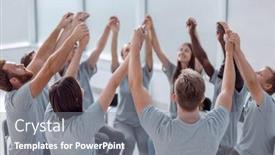  Presentation with teambuilding - PPT theme featuring group-of-young-people background and a gray colored foreground