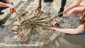  Presentation with survival - Beautiful PPT layouts featuring group-of-young-people backdrop and a coral colored foreground
