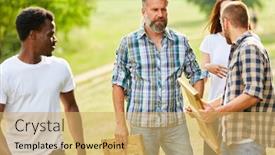  Presentation with teambuilding - Cool new PPT theme with group-of-young-people backdrop and a yellow colored foreground