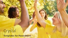  Presentation with motivation - Presentation having group-of-young-people background and a yellow colored foreground