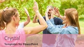  Presentation with motivation - PPT theme featuring group-of-young-people background and a lemonade colored foreground