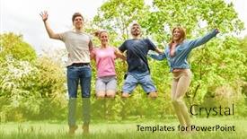  Presentation with big group people - Theme having group-of-young-people background and a  colored foreground