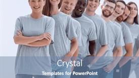  Presentation with gray - Presentation theme enhanced with group-of-young-people background and a seafoam green colored foreground