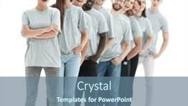  Presentation with gray - Slides with group-of-young-people background and a ocean colored foreground