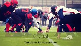  Presentation with football players field - Cool new PPT theme with group of young professional american football players ready to start during training match on the stadium field backdrop and a yellow colored foreground